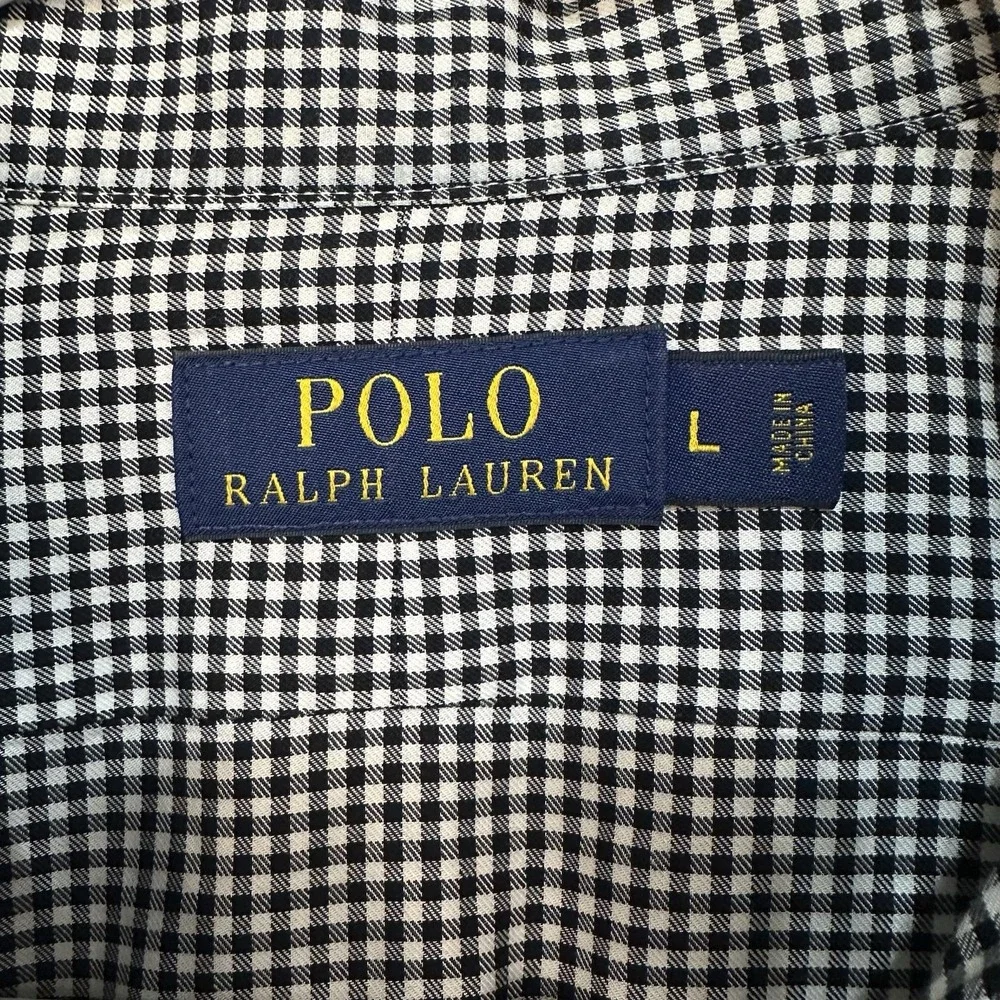 Polo Ralph Lauren Men's Large ButtonUp Long Sleeve Shirt Black & White Checkered